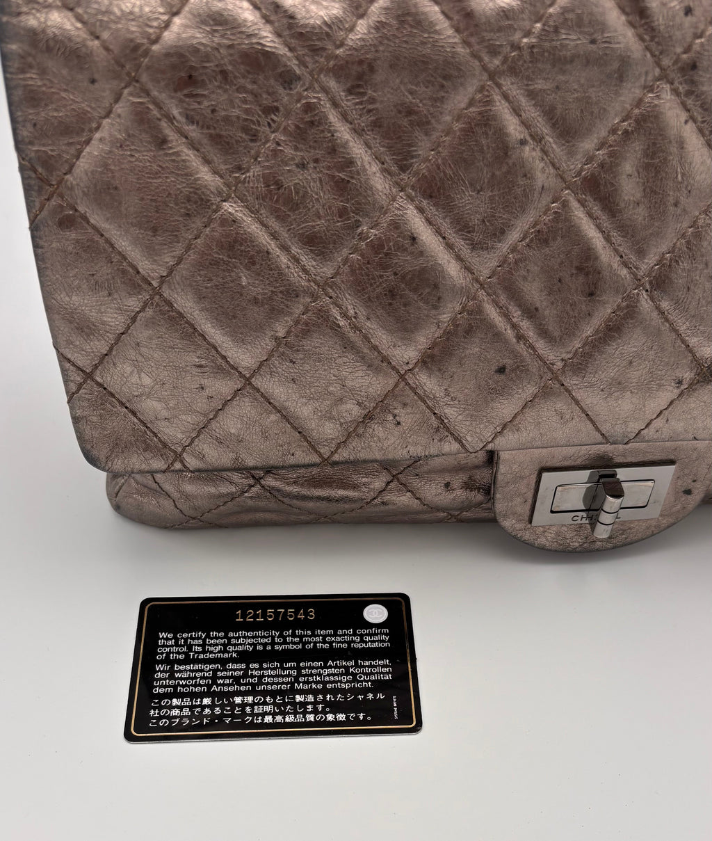 Metallic Silber Reissue 2.55 Chanel Double Flap Jumbo