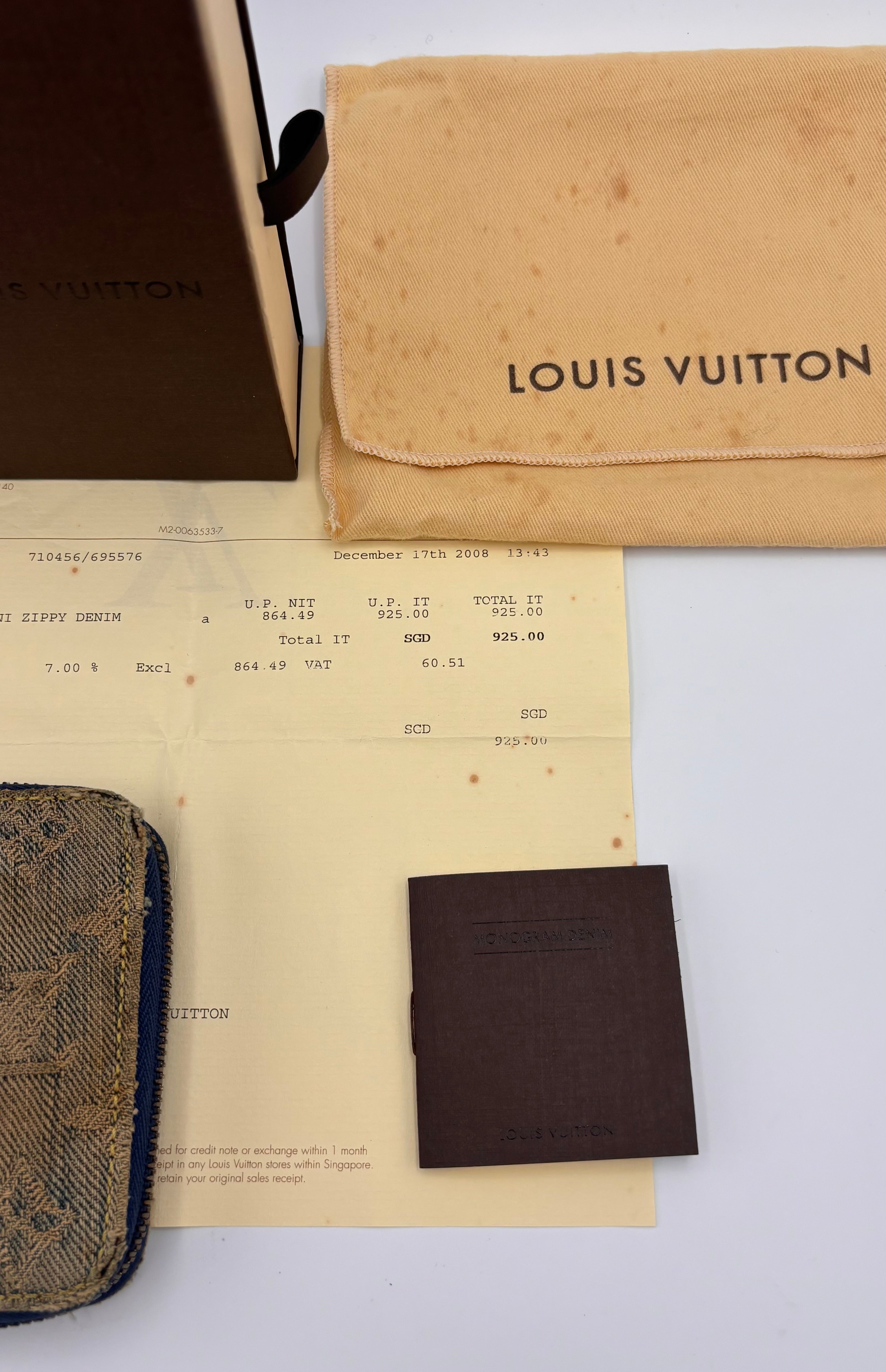 Used Look Denim Mini Zippy Portemonnaie Louis Vuitton